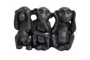 Escultura decor trio de macacos sabedoria em cimento preto