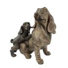 Escultura Decorativa Cachorro Mae E Filho Marrom 24X23X14Cm