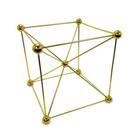 Escultura Decorativa Cubo Moleculas Maior Dourado Luxo