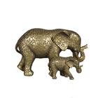 Escultura Decorativa Elefante e Filhote em Resina Dourada 18cm NA3049 BTC