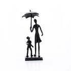 Escultura Decorativa em Metal Preto Mãe e Filho 22x7,8 cm - D'Rossi - DRossi