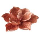 Escultura decorativa flor cor salmao de ceramica