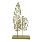 Escultura Decorativa Folhas em Metal Verde 43x21x8cm Mart