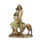 Escultura Decorativa Mãe Com Filha e Pet - Charm Decor