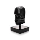 Escultura Decorativa Máscara Silêncio em Cerâmica Grafite 25x15 cm - D'Rossi