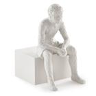 Escultura Decorativa "Pessoa Sentada" Poliresina Off White 17,5x15 cm - D'Rossi - DRossi