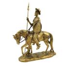 Escultura Dom Quixote No Cavalo Dourado 31X26X8Cm Decorativo