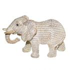 Escultura Elefante Decorativo de Resina Branco e Bronze - BTC