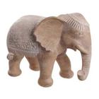 Escultura elefante indiano de resina marrom c/branco 23,5cm