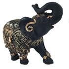 Escultura Elefante Preto Manto Ouro 13020