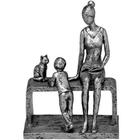 Escultura em resina mãe e filho prata 16x7,5x21 cm - Mabruk