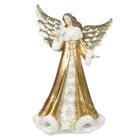 ESCULTURA EM RESINA NATAL ANJO C/POMPO (DOURADO) 24cm