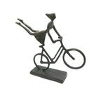 Escultura Enfeite Mulher Brincando Bicicleta luxo - LUXdécor