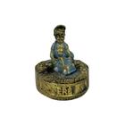 Escultura Erê Menino Dourado e Azul Vintage Resina 5 cm - META ATACADO