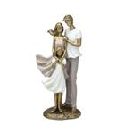 Escultura Estatueta Estátua Família Casal E Filha Menina Grande Resina Decorativa