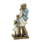 Escultura Estatueta Estátua Família Casal E Filhos Menino Menina Irmãos Azul Resina Decorativa Casa Sala Quarto Escritório 257-677