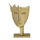 ESCULTURA FACE DECORATIVA EM ALUMINIO DOURADO - 34cm - Espressione