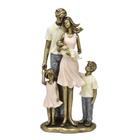 Escultura familia decorativa com casal de filhos e bebe