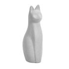 Escultura Gato Em Cerâmica 28cm Cinza