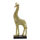 ESCULTURA GIRAFA DECOR EM RESINA DOURADA COM PEDRAS 36cm - Espressione