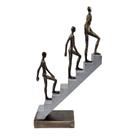 Escultura Homens Subindo Escada Bronze 37Cm Decoração