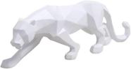 Escultura leopardo premium 60cm branco - MART