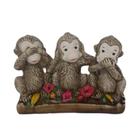 Escultura macacos da sabedoria não vejo não falo não escuto. Enfeite decorativo trio de macacos .