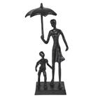 Escultura mae e filho decor em metal (preto) - Flor Arte