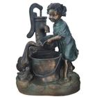 Escultura Menina Brincando Com Ave Fonte D'agua - LUXdécor