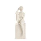 Escultura mulher sentada em uma base - resina off white mart