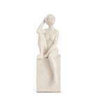 Escultura mulher sentada em uma base - resina off white mart