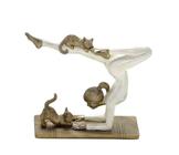 Escultura Mulher Yoga Com Gato - Mabruk