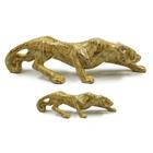 Escultura Pantera Negra Par Mãe e Filho Estatueta Decorativa em Cerâmica Estatua Decoração de Casa Leopardo