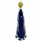 Escultura Santa Nossa Senhora de Fatima Decorativa em Murano Azul Escuro - 45x12cm - Escultura Decorativa de Alto Valor