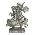 Escultura São Jorge 5,5 cm Niquelado em Metal Proteção