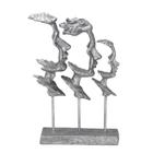 Escultura trio de faces decorativa prata