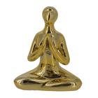 Escultura Yoga em Porcelana - Dourada - Oração (11cm)