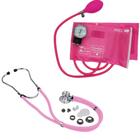 Esfigmomanometro / Tensiômetro com Estetoscópio Rosa - Premium