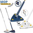 Esfregão Rodo Mop de Limpeza Doméstica Triangular Multifuncional Retrátil Ajustável Giratório 360º Profissional