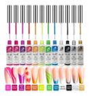 Esmalte Em Gel Pincel Liner Nail Art 3D Decorativo De Unhas 12 Cores Unidade