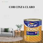 Esmalte Sintético Base Água Coral Coralit 800ml Cor Cinza Brilhante p/Madeiras e Metais e Pintura em Artesanato de MDF