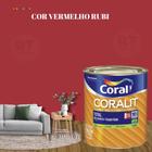 Esmalte Sintético Base Água Coral Coralit 800ml Tinta Cor Vermelho Acetinado p/Madeiras e Metais e Pintura em Artesanato de MDF