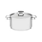 Espagueteira tramontina brava em aço inox com fundo triplo tampa e alças 24 cm 6,1 l 62417240