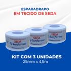 Esparadrapo Branco Tecido Em Seda Sanfarma 25mmx4,5m 3 Unid