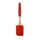 Espátula de Silicone Cabo de Madeira Removível Vermelho 32cm Utensílio Em Casa Tem