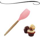 Espátula Pão Duro Bolo Fechada Raspadora Madeira Silicone Confeitar Bolo Massas 31cm Rosa Livre De BPA 4424