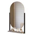 Espelheira Oval Para Banheiro 1 Prateleira 100% MDF Estrutura Metalon Ori Mgm Móveis Cimento