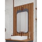 Espelheira Para Banheiro Alça em Couro Monet Espresso Móveis