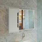 Espelheira Suspensa Para Banheiro Com 3 Nichos 80 cm