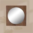 Espelho 25cm com moldura de madeira 28x28cm de parede e bancada